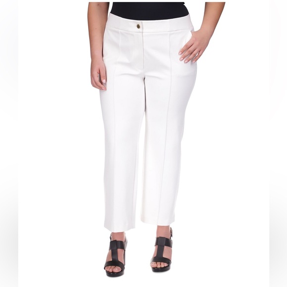 Michael Kors Plus Size High-Rise Ponte Pintuck Pants - Picture 1 of 8